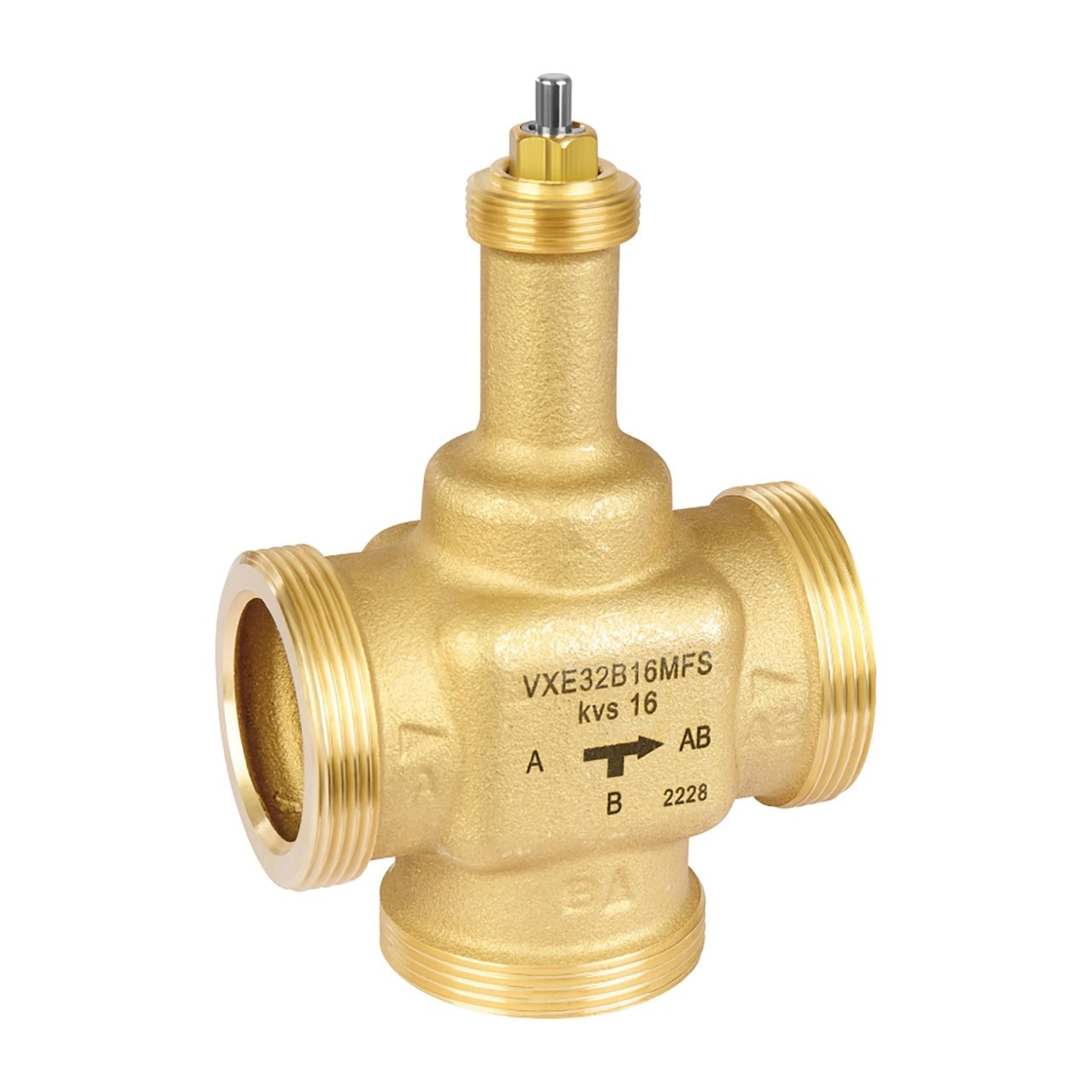 VXE32B16MFS 3-х ходовой линейный клапан, PN16, DN32, пл. упл., Н/Р, Kvs16, 6,5 мм, 130 °C RESIDEO