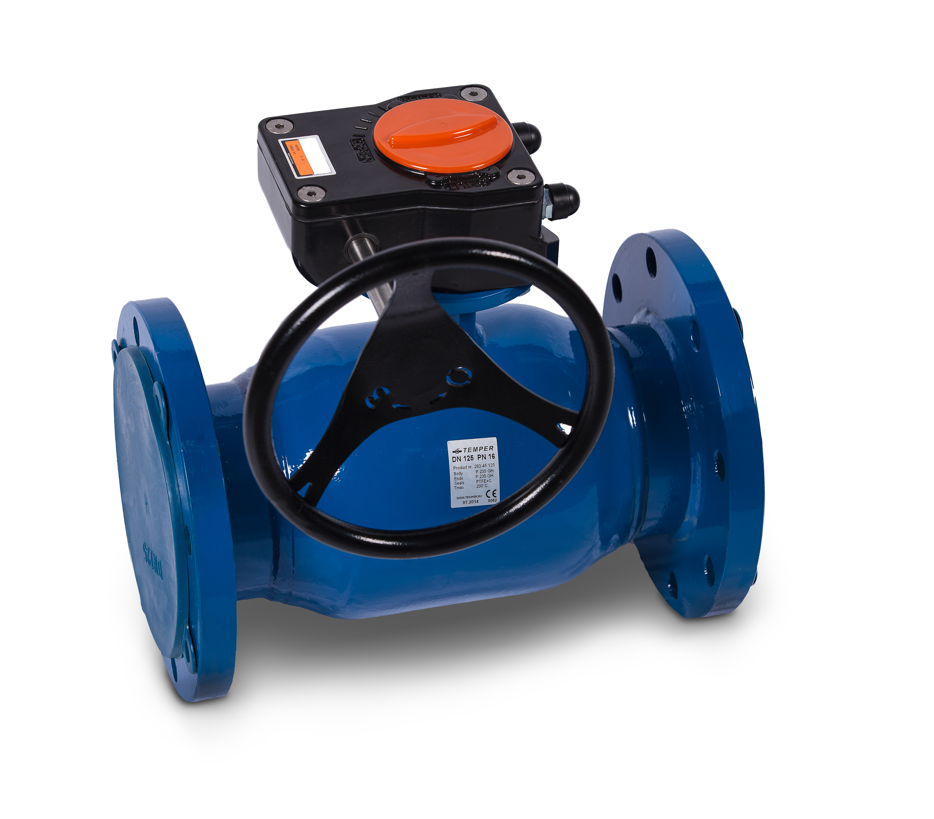 Кран шаровой сталь фл./фл. Temper DN100 PN25,  ст.20,с редуктором,стандартный проход 28420100